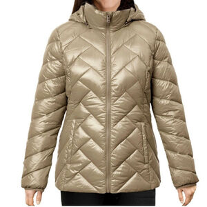 London Fog Packable Puffer Jacket XL Tan